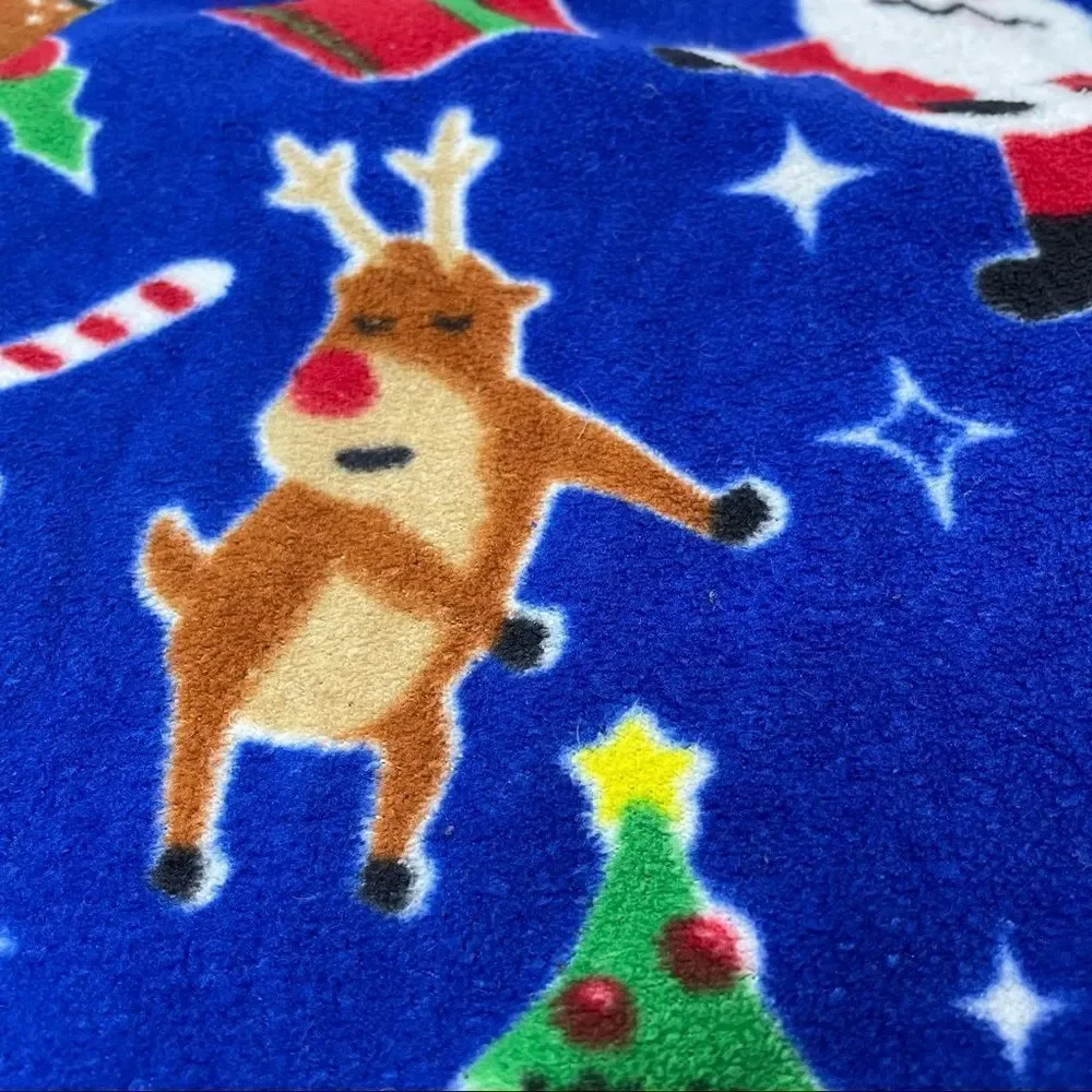 Blue Fleece Santa Claus Christmas Pajama Set